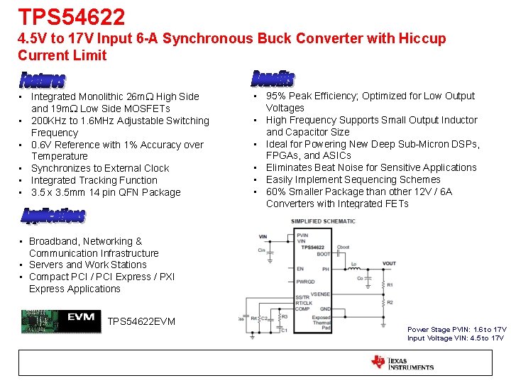TPS 54622 4. 5 V to 17 V Input 6 -A Synchronous Buck Converter