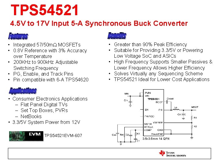 TPS 54521 4. 5 V to 17 V Input 5 -A Synchronous Buck Converter