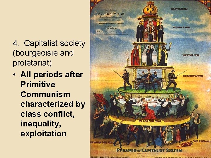 4. Capitalist society (bourgeoisie and proletariat) • All periods after Primitive Communism characterized by