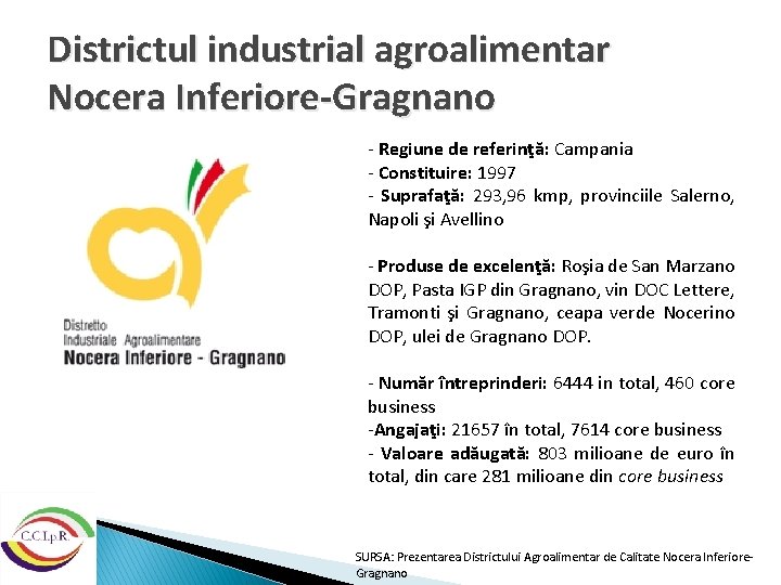 Districtul industrial agroalimentar Nocera Inferiore-Gragnano - Regiune de referinţă: Campania - Constituire: 1997 -