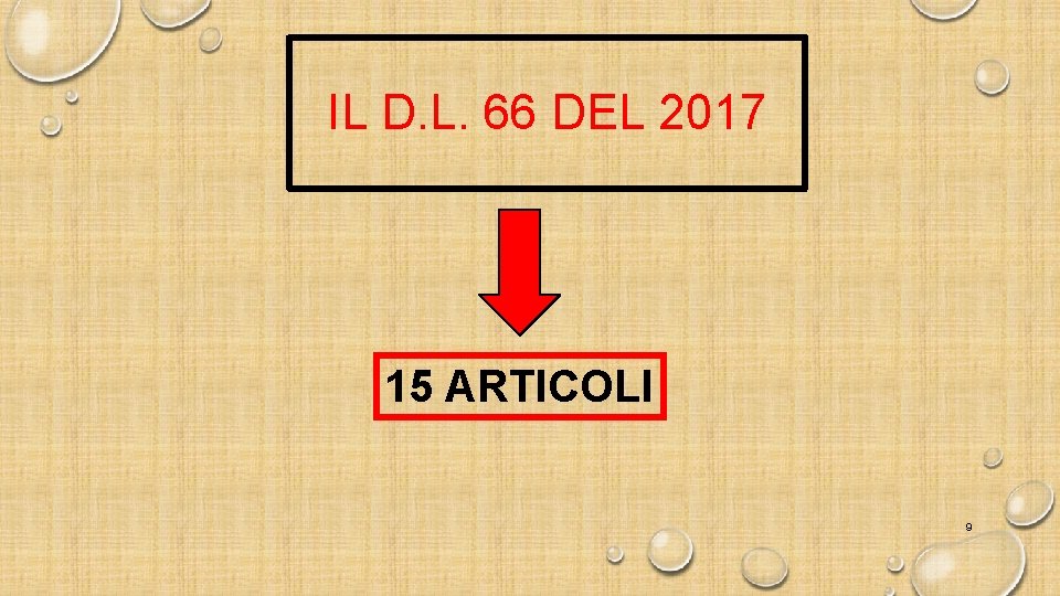 IL D. L. 66 DEL 2017 15 ARTICOLI 9 
