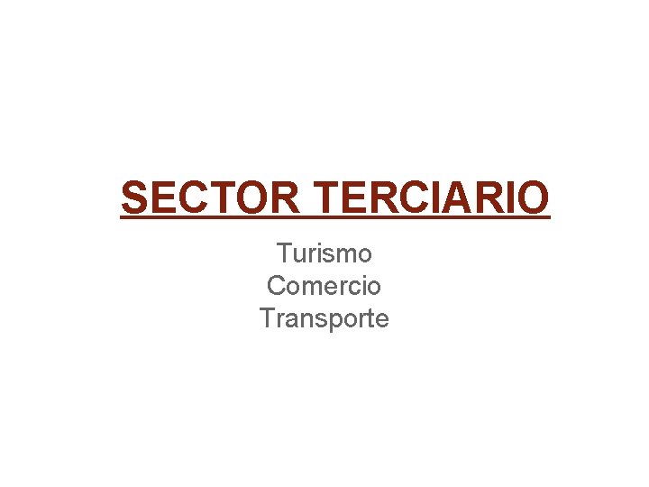 SECTOR TERCIARIO Turismo Comercio Transporte 