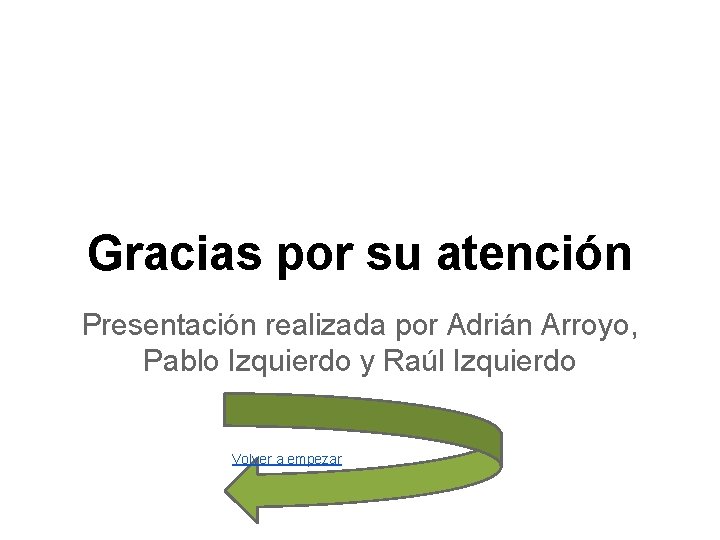 Gracias por su atención Presentación realizada por Adrián Arroyo, Pablo Izquierdo y Raúl Izquierdo