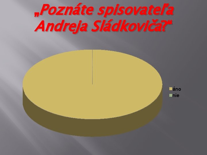 „Poznáte spisovateľa Andreja Sládkoviča? “ áno nie 