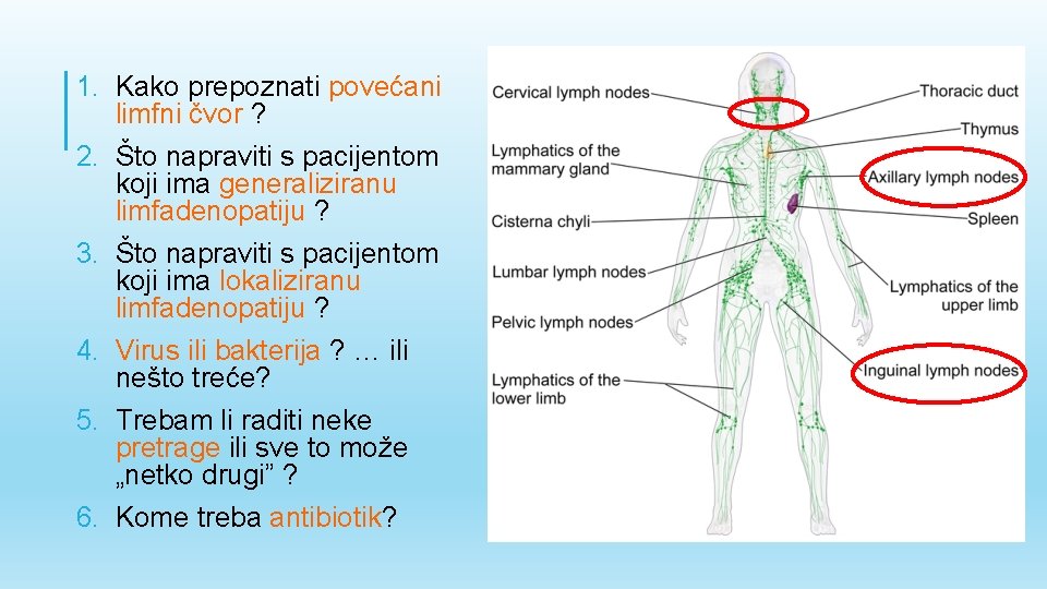 1. Kako prepoznati povećani limfni čvor ? 2. Što napraviti s pacijentom koji ima