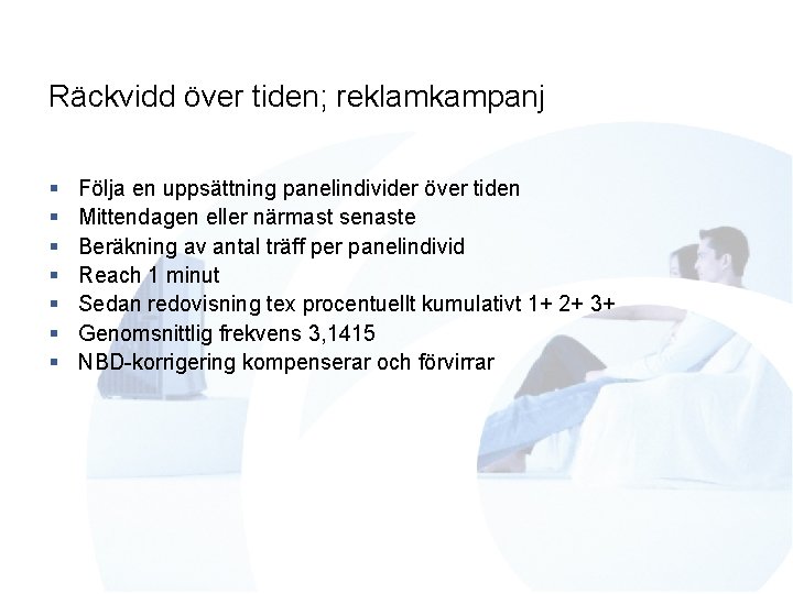 Räckvidd över tiden; reklamkampanj § § § § Följa en uppsättning panelindivider över tiden