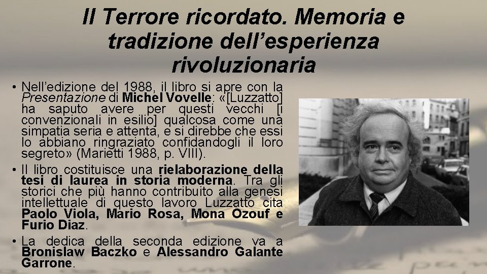 Il Terrore ricordato. Memoria e tradizione dell’esperienza rivoluzionaria • Nell’edizione del 1988, il libro