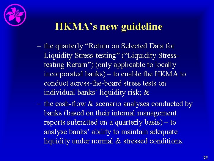 HKMA’s new guideline – the quarterly “Return on Selected Data for Liquidity Stress-testing” (“Liquidity
