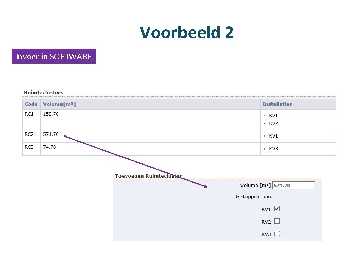 Voorbeeld 2 Invoer in SOFTWARE 