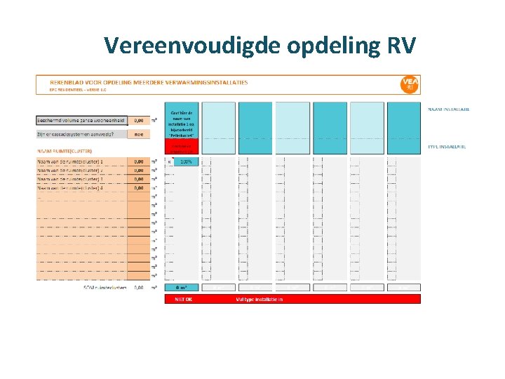 Vereenvoudigde opdeling RV 