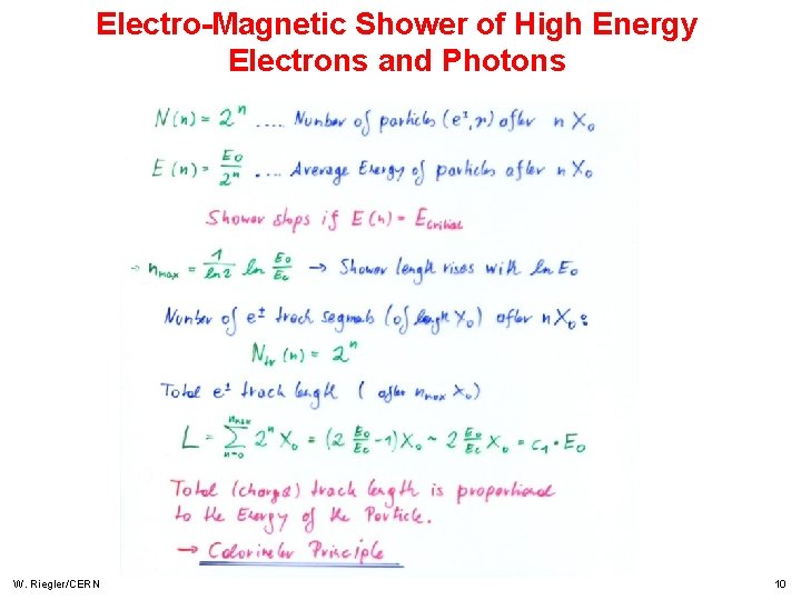 Electro-Magnetic Shower of High Energy Electrons and Photons W. Riegler/CERN 10 Electro-Magnetic Shower of High Energy Electrons and Photons W. Riegler/CERN 10