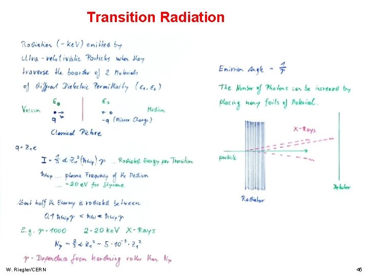 Transition Radiation W. Riegler/CERN 45 Transition Radiation W. Riegler/CERN 45