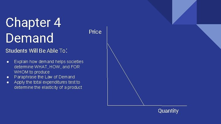 Chapter 4 Demand Price Students Will Be Able To: ● ● ● Explain how