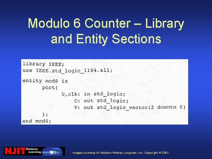 Modulo 6 Counter – Library and Entity Sections Images courtesy of Addison Wesley Longman,