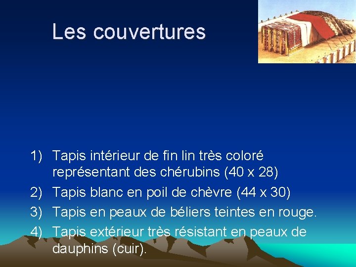 Les couvertures 1) Tapis intérieur de fin lin très coloré représentant des chérubins (40