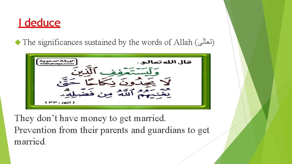 I deduce The significances sustained by the words of Allah ( )ﺗﻌﺎﻟﻰ They don’t