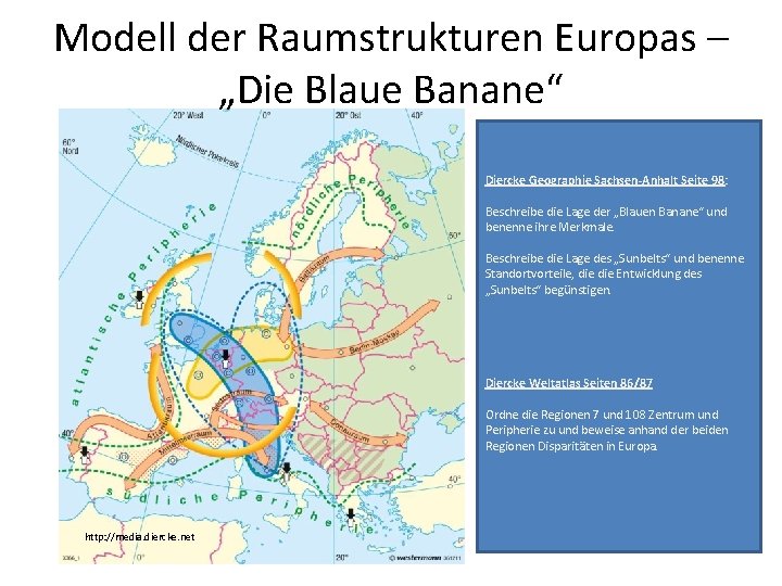 Modell der Raumstrukturen Europas – „Die Blaue Banane“ Diercke Geographie Sachsen-Anhalt Seite 98: Beschreibe