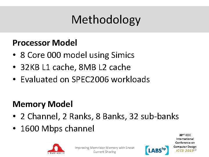 Methodology Processor Model • 8 Core 000 model using Simics • 32 KB L