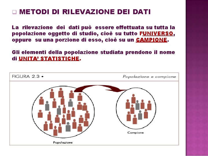 q METODI DI RILEVAZIONE DEI DATI La rilevazione dei dati può essere effettuata su