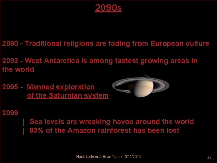 2090 S 2090 - Traditional religions are fading from European culture 2092 - West