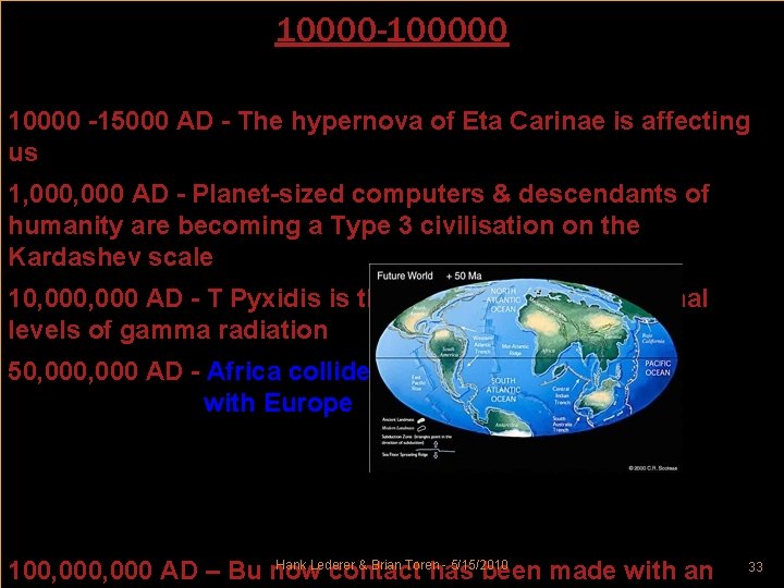 10000 -100000 10000 -15000 AD - The hypernova of Eta Carinae is affecting us
