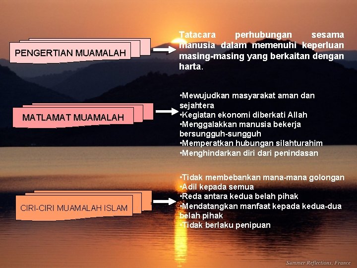 PENGERTIAN MUAMALAH MATLAMAT MUAMALAH CIRI-CIRI MUAMALAH ISLAM Tatacara perhubungan sesama manusia dalam memenuhi keperluan PENGERTIAN MUAMALAH MATLAMAT MUAMALAH CIRI-CIRI MUAMALAH ISLAM Tatacara perhubungan sesama manusia dalam memenuhi keperluan