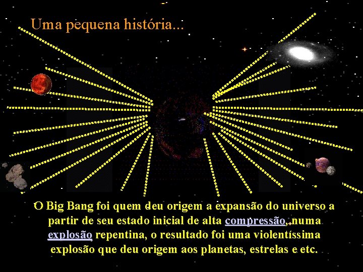 Uma pequena história. . . O Big Bang foi quem deu origem a expansão