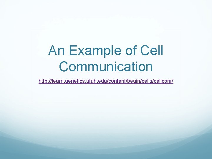 An Example of Cell Communication http: //learn. genetics. utah. edu/content/begin/cells/cellcom/ 