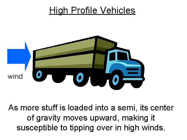 High Profile Vehicles wind As more stuff is loaded into a semi, its center