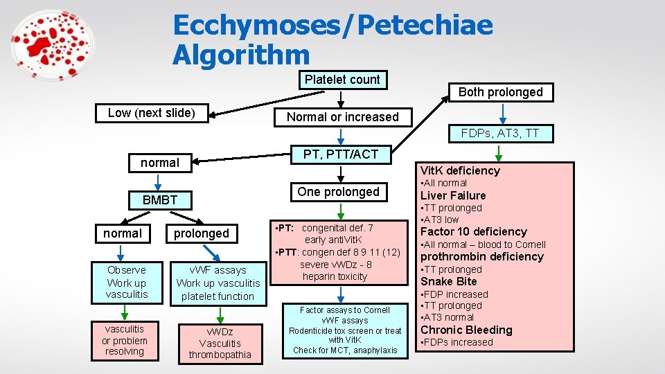 Coagulopathy Diagnostic Algorithms Wendy Blount DVM EcchymosesPetechiae ...