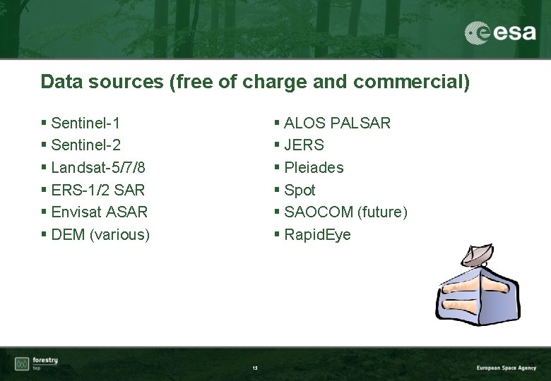 Data sources (free of charge and commercial) § Sentinel-1 § Sentinel-2 § Landsat-5/7/8 §