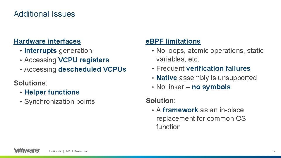 Additional Issues Hardware interfaces • Interrupts generation • Accessing VCPU registers • Accessing descheduled