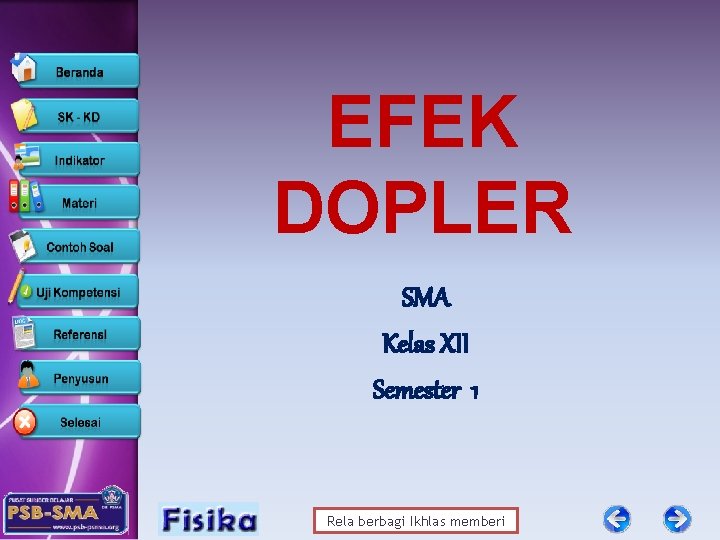 EFEK DOPLER SMA Kelas XII Semester 1 Rela berbagi Ikhlas memberi 