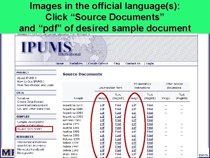Images in the official language(s): Click “Source Documents” and “pdf” of desired sample document