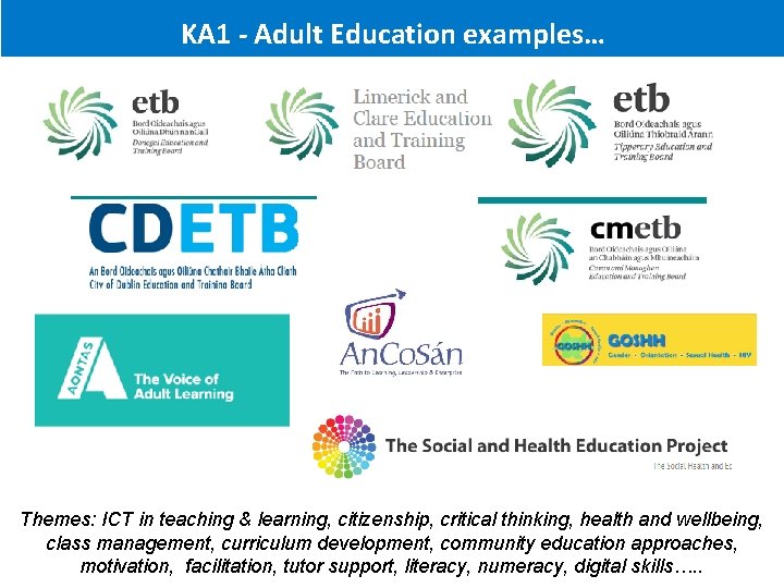 KA 1 - Adult Education examples… Themes: ICT in teaching & learning, citizenship, critical