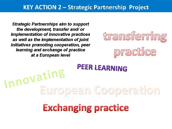 KEY ACTION 2 – Strategic Partnership Project Strategic Partnerships aim to support the development,