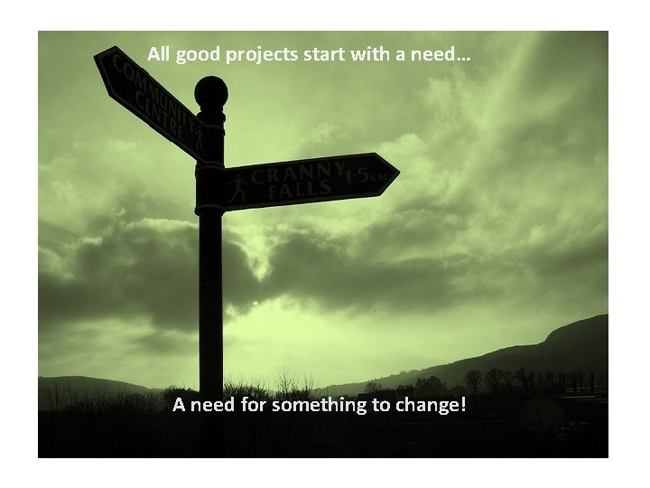 All good projects start with a need… A need for something to change! 