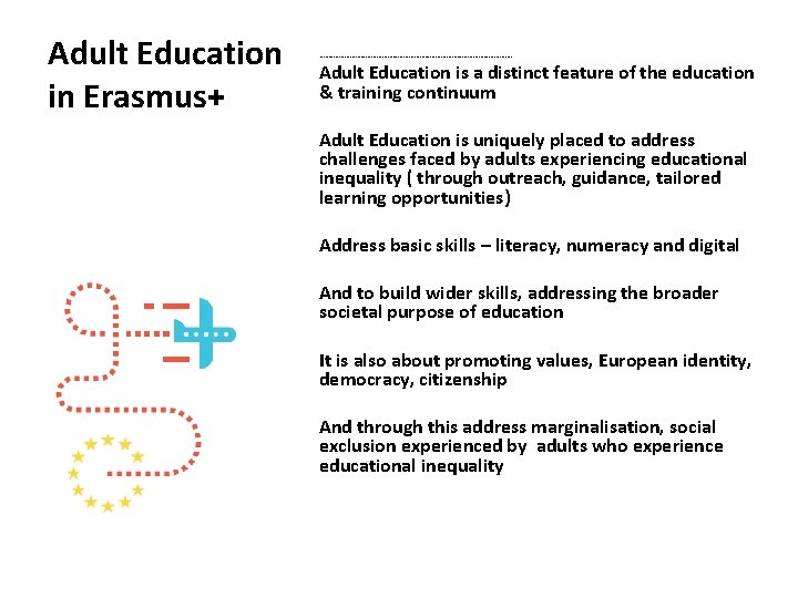 Adult Education in Erasmus+ ……………………………………………… Adult Education is a distinct feature of the education