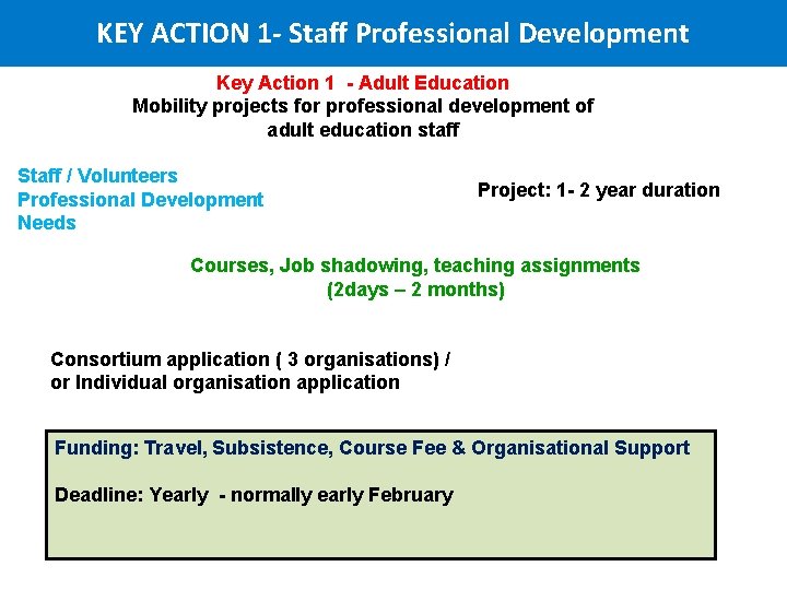 KEY ACTION 1 - Staff Professional Development Key Action 1 - Adult Education Mobility