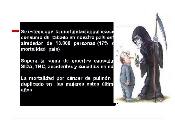 Se estima que la mortalidad anual asociada al consumo de tabaco en nuestro país