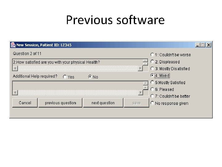 Previous software 