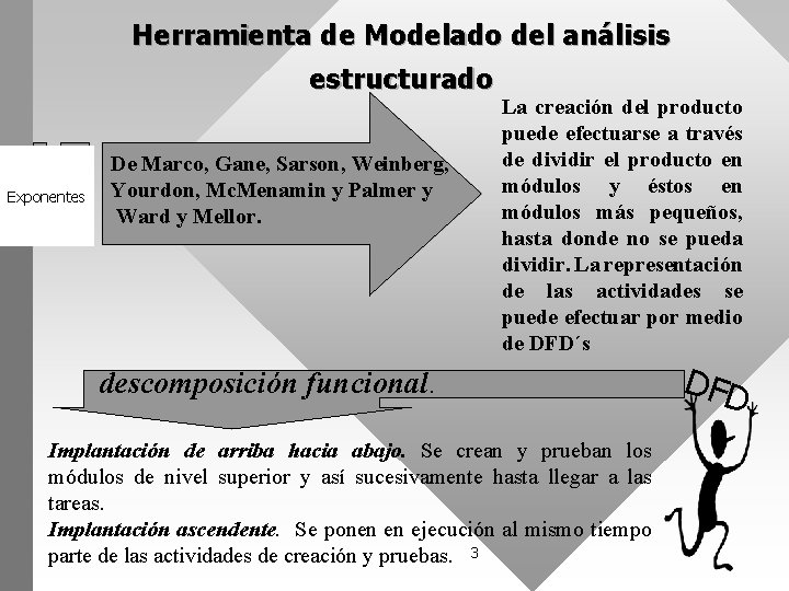 Herramienta de Modelado del análisis estructurado Exponentes De Marco, Gane, Sarson, Weinberg, Yourdon, Mc.