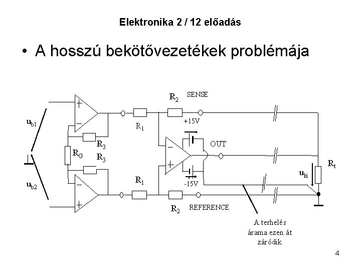 Elektronika 2 / 12 előadás • A hosszú bekötővezetékek problémája R 2 ub 1