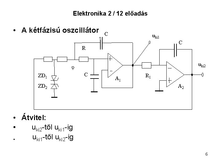 Elektronika 2 / 12 előadás • A kétfázisú oszcillátor C uki 1 R C