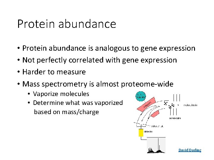 Protein abundance • Protein abundance is analogous to gene expression • Not perfectly correlated