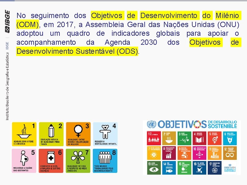 No seguimento dos Objetivos de Desenvolvimento do Milénio (ODM), em 2017, a Assembleia Geral