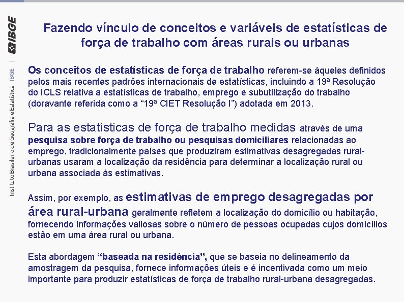 Fazendo vínculo de conceitos e variáveis de estatísticas de força de trabalho com áreas