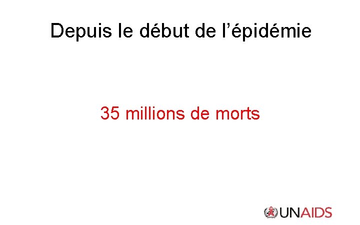 Depuis le début de l’épidémie 35 millions de morts Depuis le début de l’épidémie 35 millions de morts