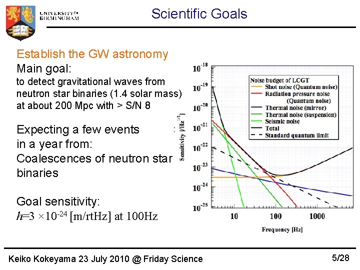 Scientific Goals Establish the GW astronomy Main goal: to detect gravitational waves from neutron