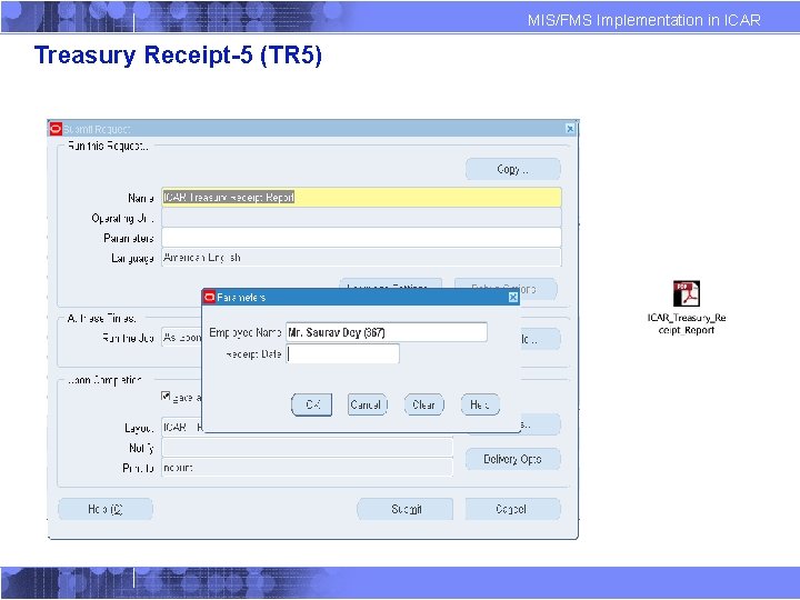 MIS/FMS Implementation in ICAR Treasury Receipt-5 (TR 5) 